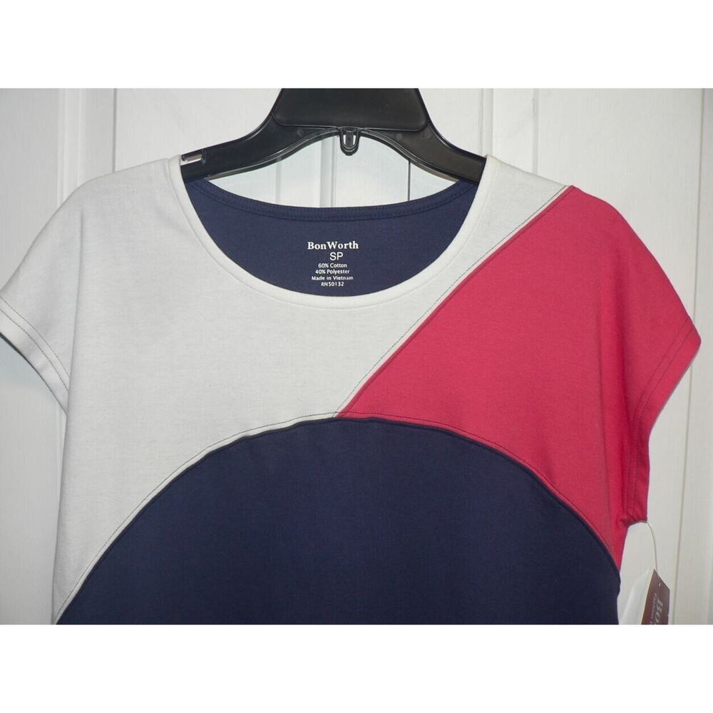 Bonworth Women's Short Sleeve Colorblocked Pullover Top In Red/White/Blue SP $30 - Picture 2 of 3